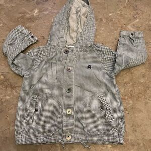 Minkmui Kids Hooded Checkered Jean Jacket